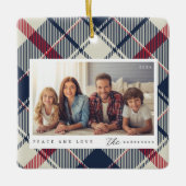平和と愛モダンクリスマス家族の写真 セラミックオーナメント (正面)