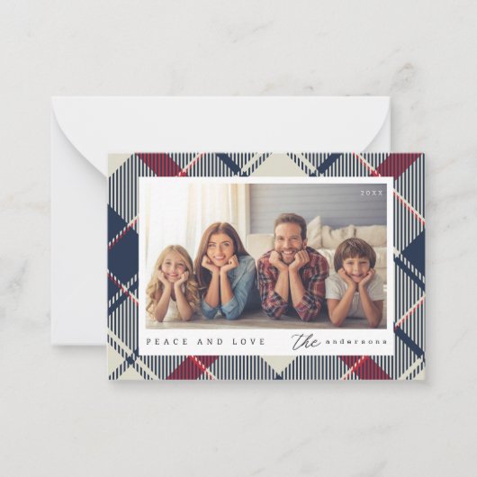 平和と愛モダンクリスマス家族の写真 ノートカード (正面)