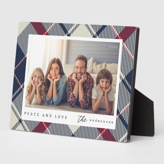 平和と愛モダンクリスマス家族の写真 フォトプラーク (側面)