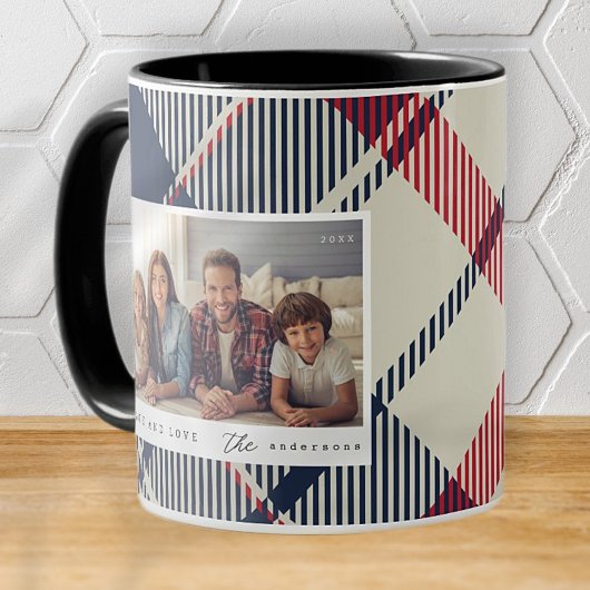 平和と愛モダンクリスマス家族の写真 マグカップ