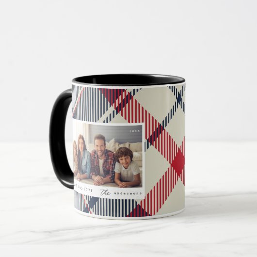 平和と愛モダンクリスマス家族の写真 マグカップ (正面左)