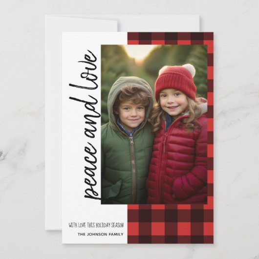 平和と愛1写真レッドブラックバッファロープレイド シーズンカード (正面)