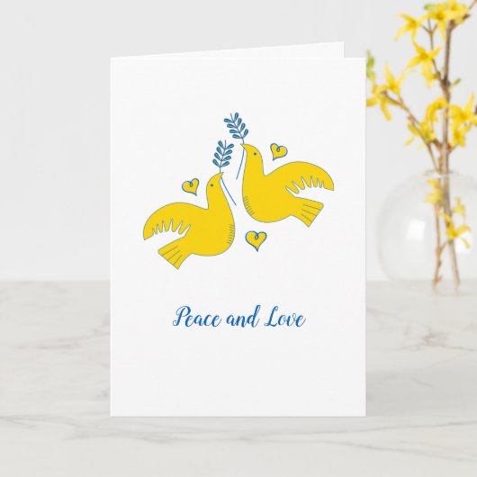 平和と愛 カード (黄色い花)