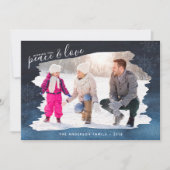 平和と愛 |ブラシフォトフレームのクリスマス シーズンカード (正面)