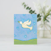 平和と愛 – 鳩の鳥のハートおもしろいかわいらしアート ポストカード (スタンド正面)