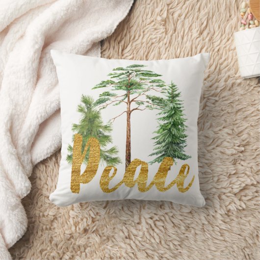 平和と松の木のクリスマス枕 クッション (ブランケット)