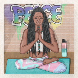 平和と瞑想都市芸術 ガラスコースター