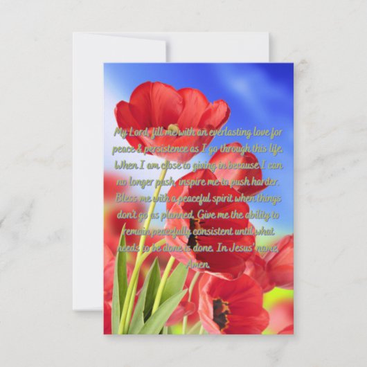 平和と粘り強いフラットグリーティングのための祈りの言葉 カード (正面)