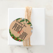 平和と素朴喜びの赤い果実の葉クリスマス フェイバータグ (インサイチュ)