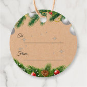 平和と素朴喜びの赤い果実の葉クリスマス フェイバータグ (裏面)