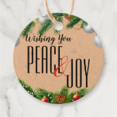 平和と素朴喜びの赤い果実の葉クリスマス フェイバータグ (正面)