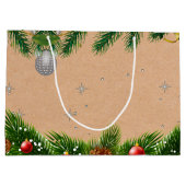 平和と素朴喜び赤い果実の名前クリスマス ラージペーパーバッグ (裏面)