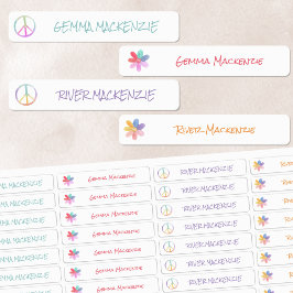 平和と花ボホヒッピー防水名 ラベル