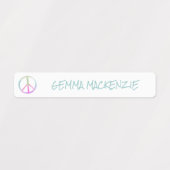 平和と花ボホヒッピー防水名 ラベル (デザイン1)