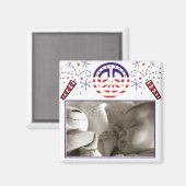 平和と花火の愛国的な写真枠 マグネット (正面/裏面)