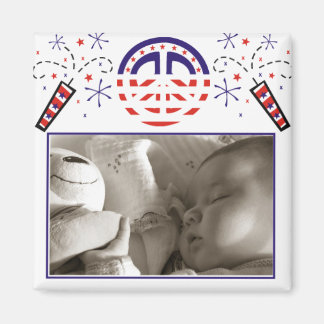 平和と花火の愛国的な写真枠 マグネット