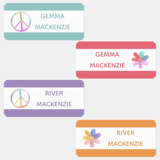 平和と花Boho Hippie服名ラベル ラベル (グループ)