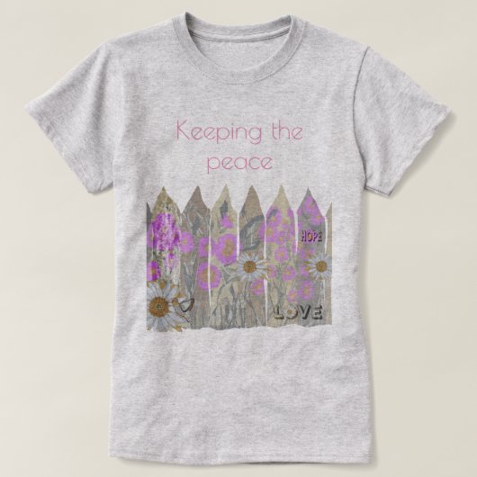 平和なかわいらしフローラガーデンフェンスTシャツ Tシャツ (デザイン正面)