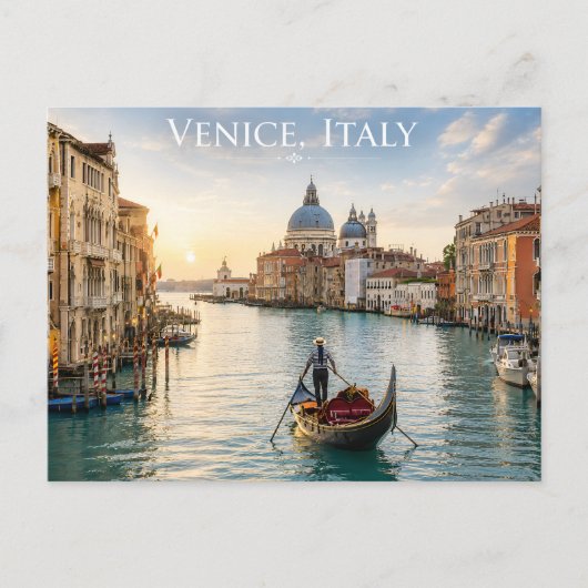 平和なイタリアのヴェネツィアの日の出 旅行 ポストカード (正面)