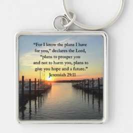 平和なエレミヤ29:11夕日 キーホルダー