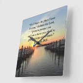 平和なエレミヤ29:11夕日 スクエア壁時計 (傾斜)