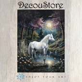 平和なオアシスの切り離しの中の白馬 薄葉紙