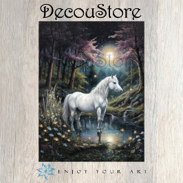 平和なオアシスの切り離しの中の白馬 薄葉紙