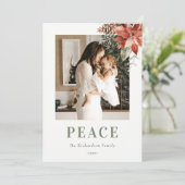 平和なクリスマスのポインセチアの花束の写真 水彩画 シーズンカード (スタンド正面)