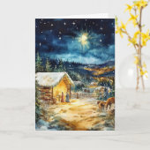 平和なクリスマスナイトアート カード (黄色い花)