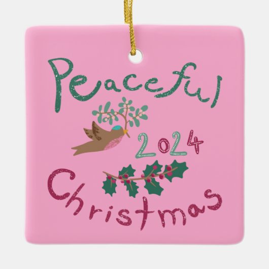 平和なクリスマス2024ミスタントエア鳥のオーナメント セラミックオーナメント (正面)