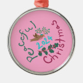 平和なクリスマス2024ミスタントエア鳥のオーナメント メタルオーナメント (正面)