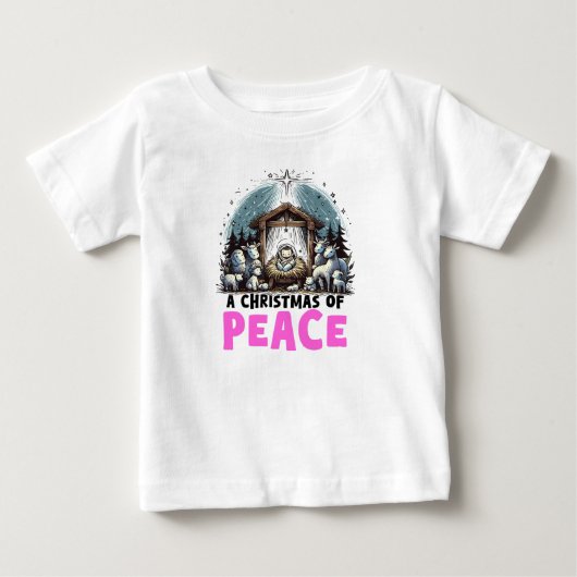 平和なクリスマス:キリストの降誕 ベビーTシャツ (正面)