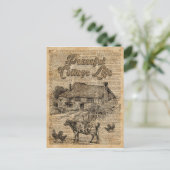 平和なコテージライフヴィンテージ辞書アート ポストカード (スタンド正面)