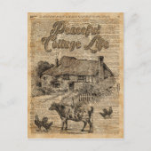 平和なコテージライフヴィンテージ辞書アート ポストカード (正面)