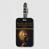 平和なゴールデンブッダ像、AIアート ラゲッジタグ (正面縦)