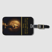 平和なゴールデンブッダ像、AIアート ラゲッジタグ (正面横)