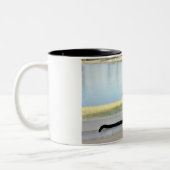 平和なシャム猫の絵画 ツートーンマグカップ (左)