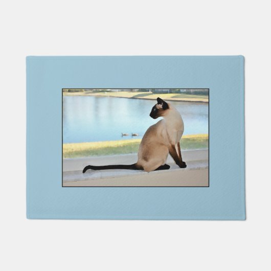 平和なシャム猫の絵画 ドアマット (正面)