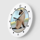 平和なシャム猫の絵画 ラージ壁時計 (傾斜)