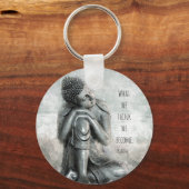 平和なシルバーブッダと引用文 キーホルダー (正面)