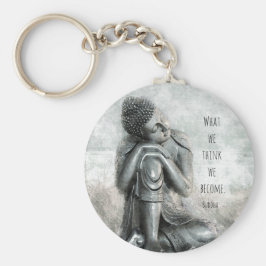 平和なシルバーブッダと引用文 キーホルダー