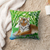 平和なジャングルのトラの枕 クッション (ブランケット)