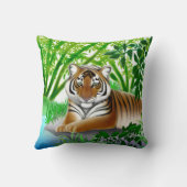 平和なジャングルのトラの枕 クッション (裏面)