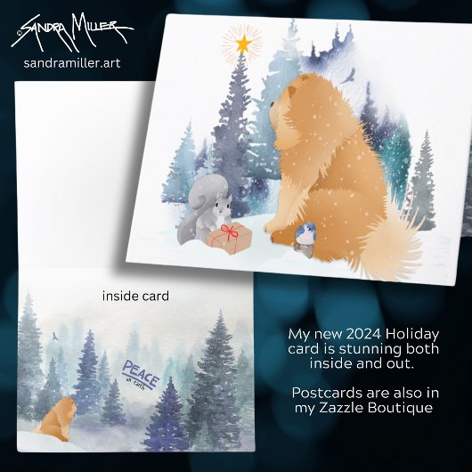 平和なチョウの犬のホリデーアートカード 中を見てみて シーズンカード