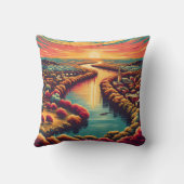 「平和なテキサス州ヒルカントリー夕日」 クッション (裏面)