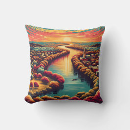 「平和なテキサス州ヒルカントリー夕日」 クッション