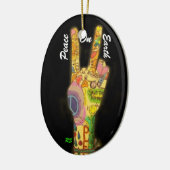平和なテーマ – 平和サイン セラミックオーナメント (左)