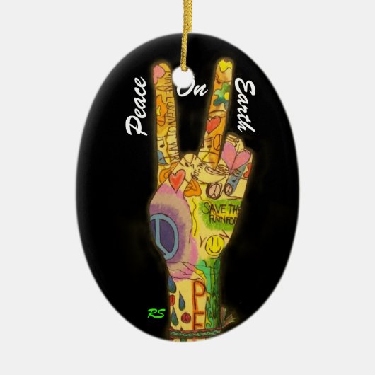 平和なテーマ – 平和サイン セラミックオーナメント (正面)