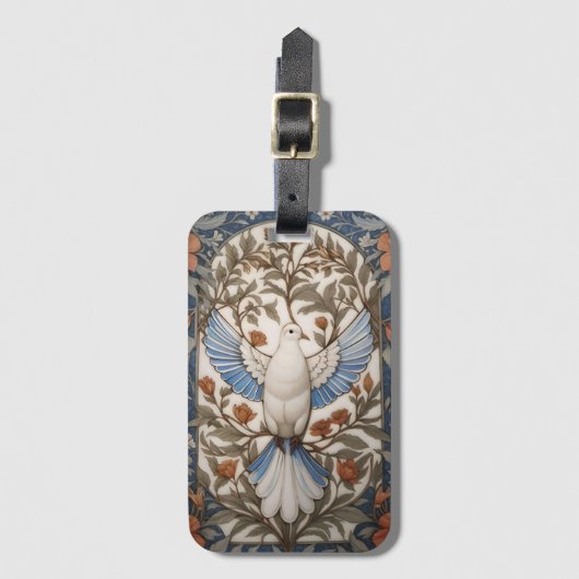 平和なドーヴウィリアムインスパイアモリスフローラ ラゲッジタグ (正面縦)