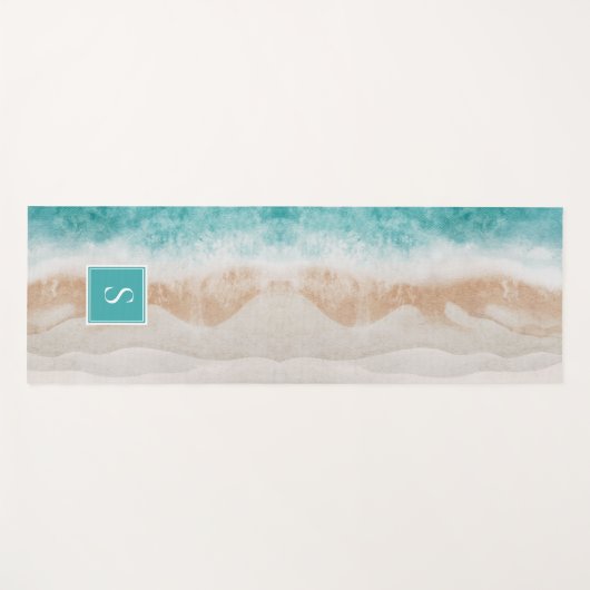 平和なパーソナライズされたビーチ波モノグラム名 ヨガマット (正面(横))